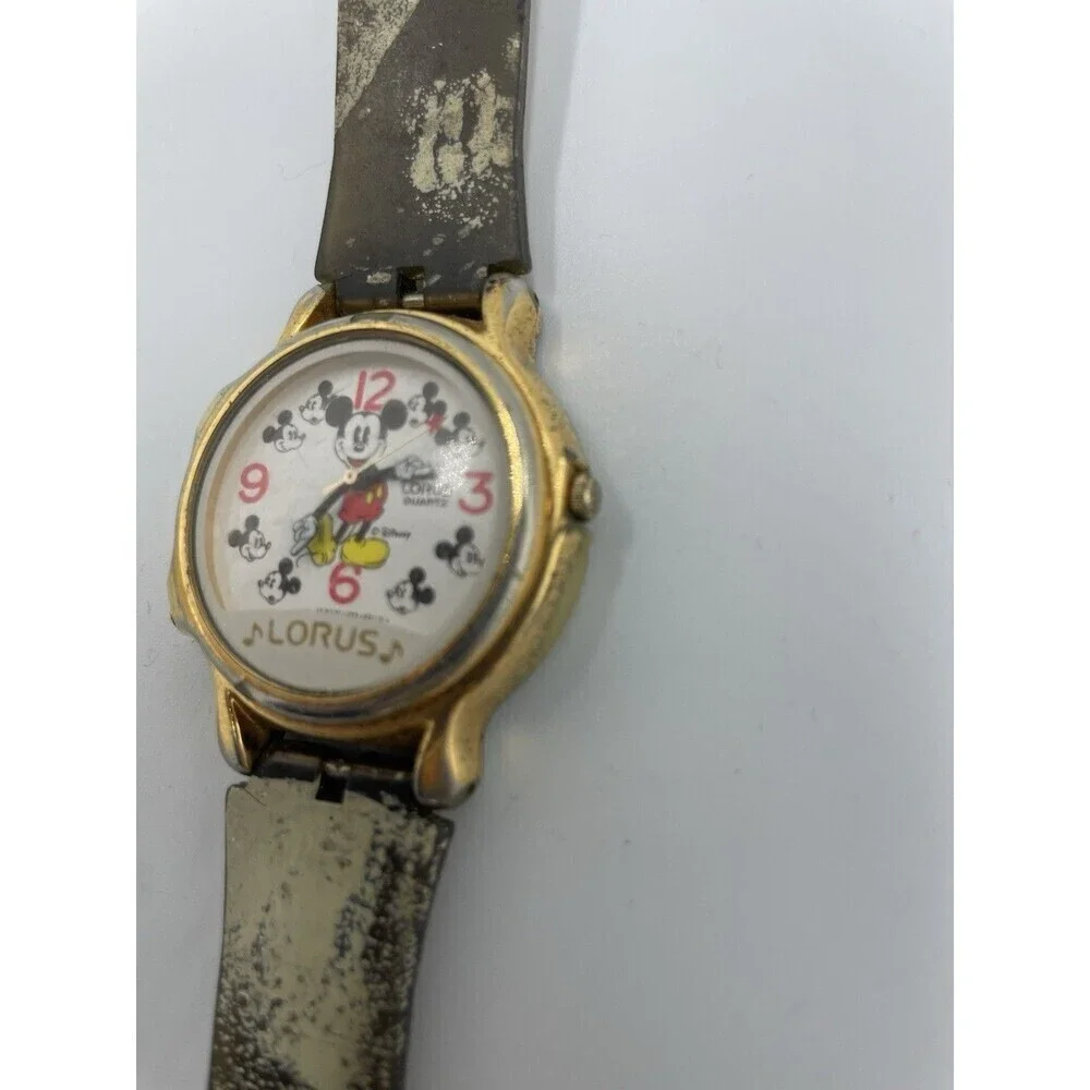 Disney Lorus Mickey Mouse Musical Quartz Watch 34mm New Battery Read
